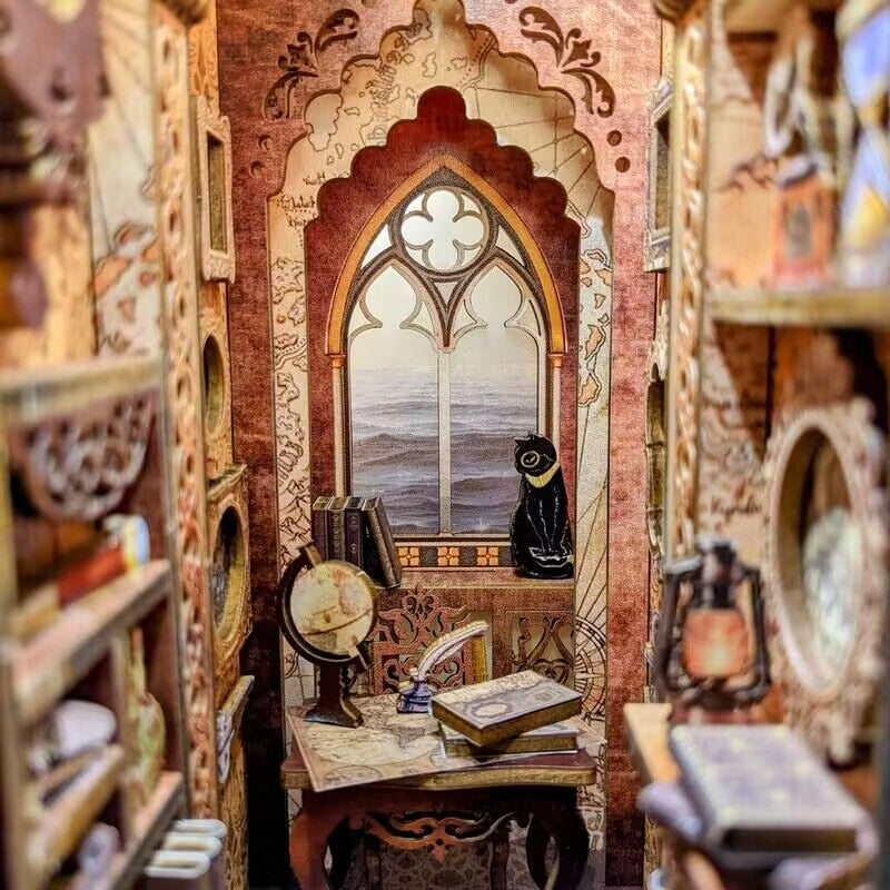 Miniature House Book Nook Kit with Touch Light Sailing Memories (Jean's Office)