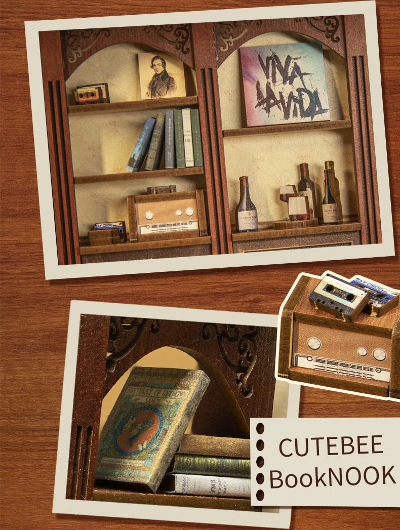 Miniature House Book Nook Kit with Touch Light Secret Rhythm