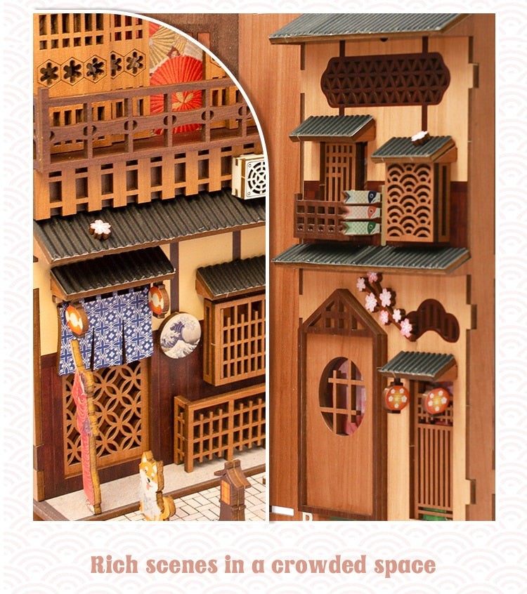 Miniature House Book Nook Kit with Touch Light Under the Sakura (Yoimiya's Summer Festival)