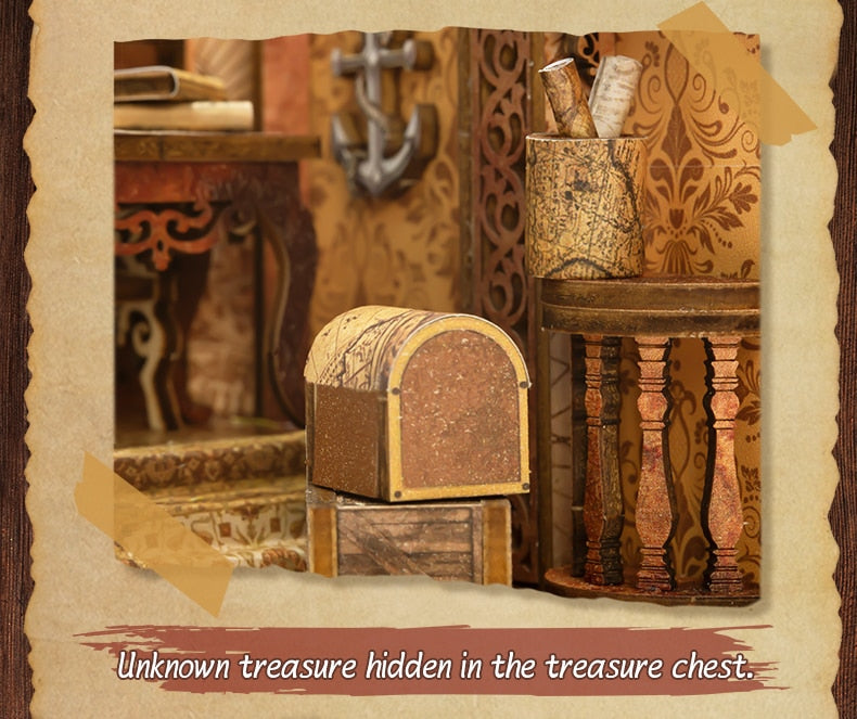 Miniature House Book Nook Kit with Touch Light Sailing Memories (Jean's Office)