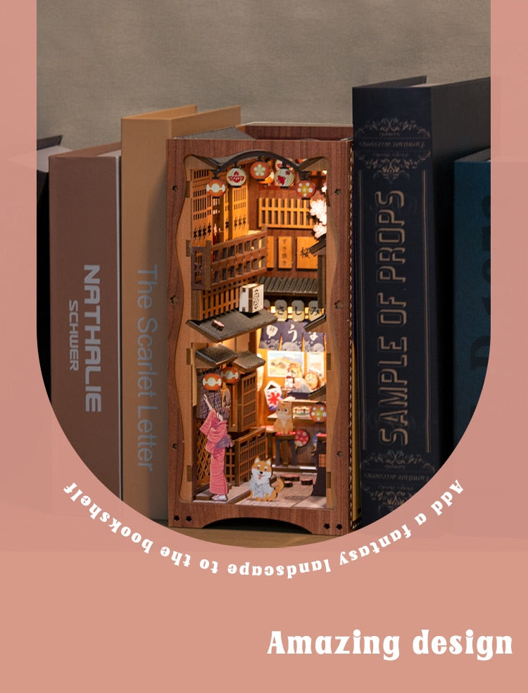 Miniature House Book Nook Kit with Touch Light Under the Sakura (Yoimiya's Summer Festival)