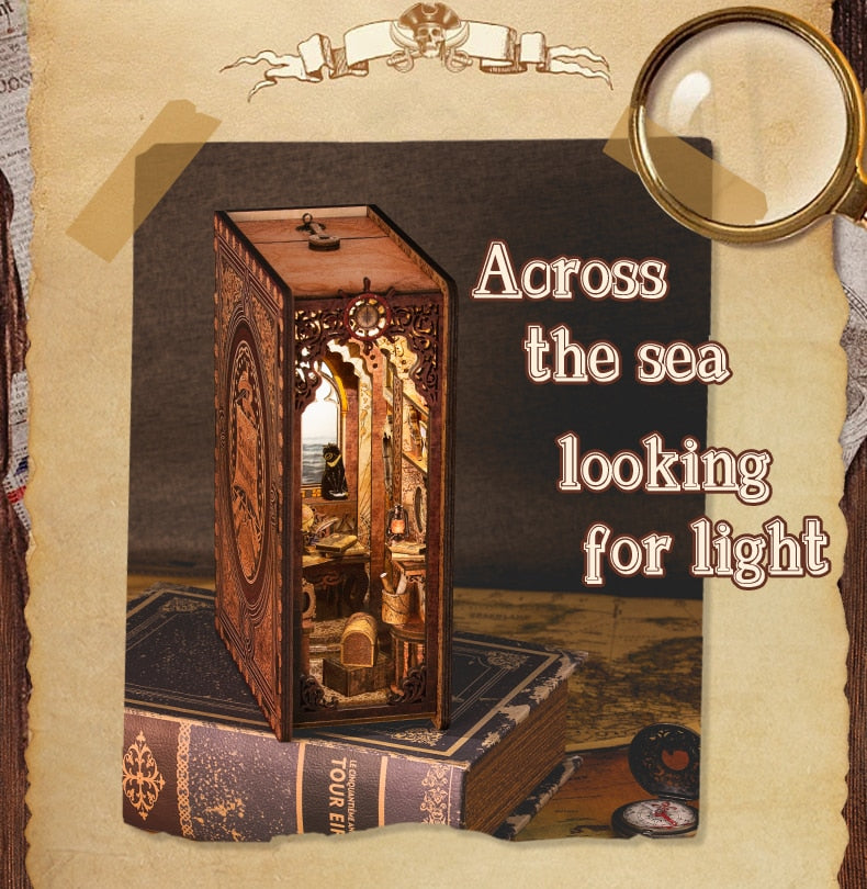Miniature House Book Nook Kit with Touch Light Sailing Memories (Jean's Office)