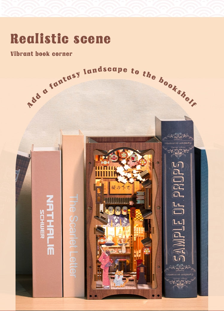 Miniature House Book Nook Kit with Touch Light Under the Sakura (Yoimiya's Summer Festival)