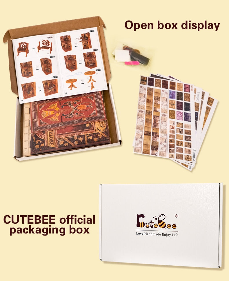 Miniature House Book Nook Kit with Touch Light Eternal Bookstore (Lisa's Library)
