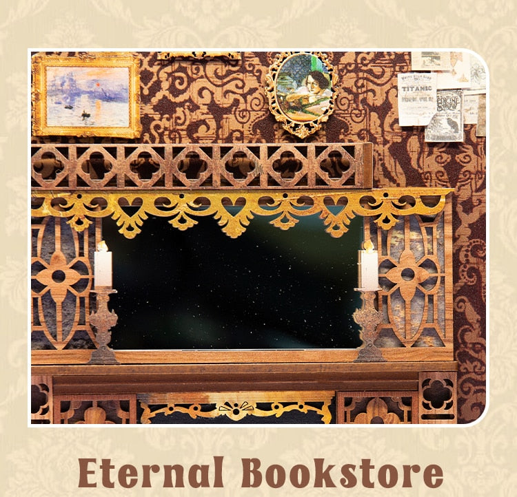 Miniature House Book Nook Kit with Touch Light Eternal Bookstore (Lisa's Library)