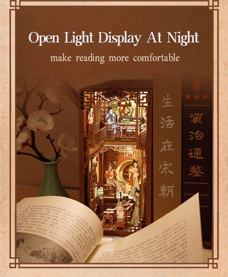 Miniature House Book Nook Kit with Touch Light Elegant Song (Ningguang's Jade Garden)