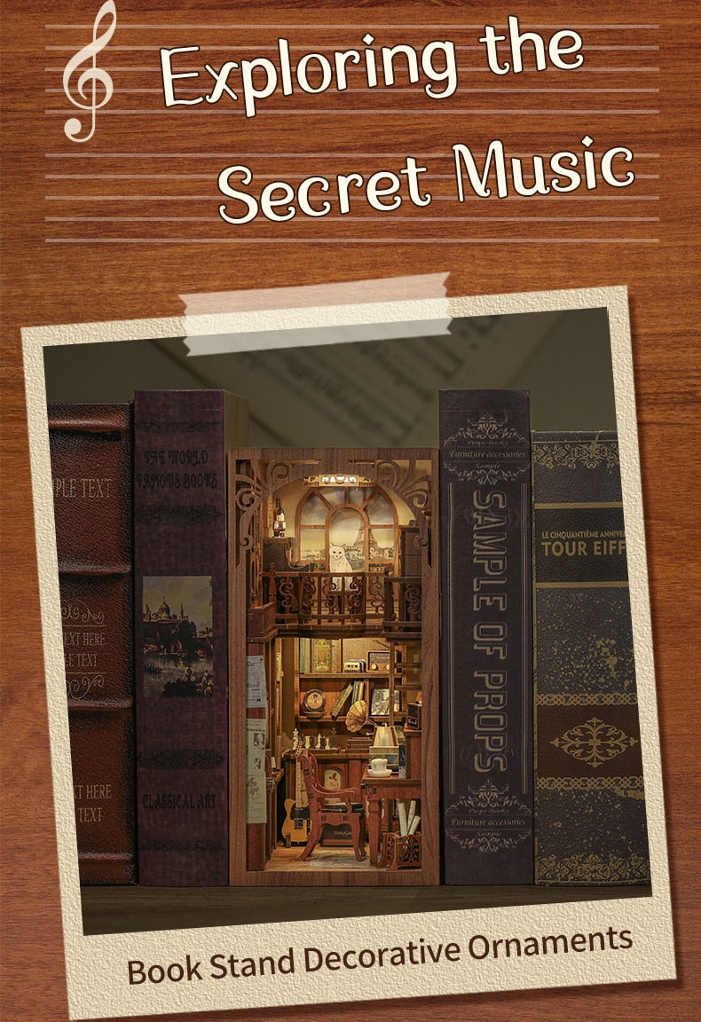 Miniature House Book Nook Kit with Touch Light Secret Rhythm