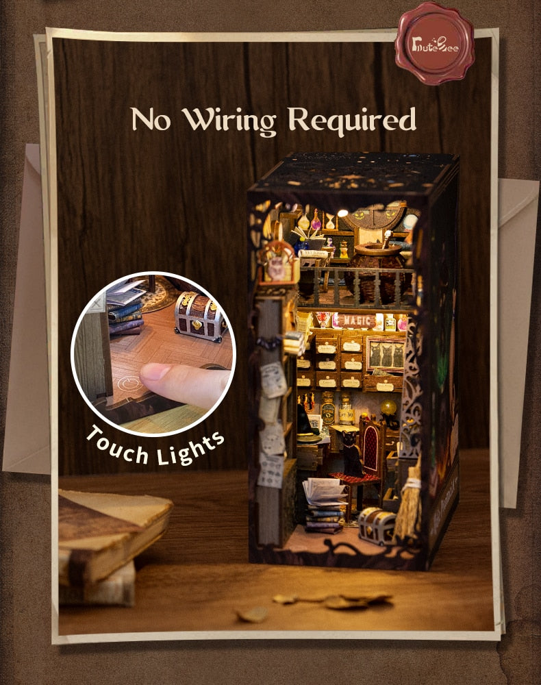 Miniature House Book Nook Kit with Touch Light Magic Pharmacist (Mona's Apartment)