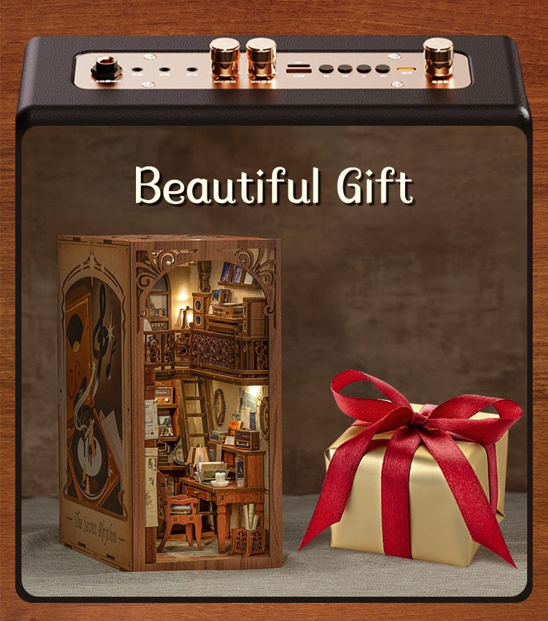 Miniature House Book Nook Kit with Touch Light Secret Rhythm