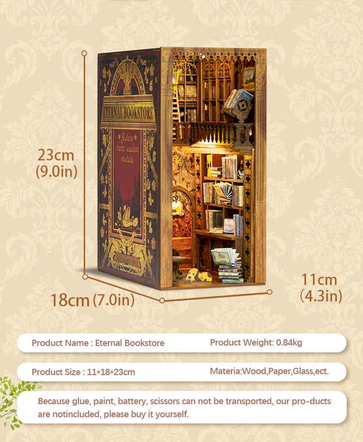 Miniature House Book Nook Kit with Touch Light Eternal Bookstore (Lisa's Library)