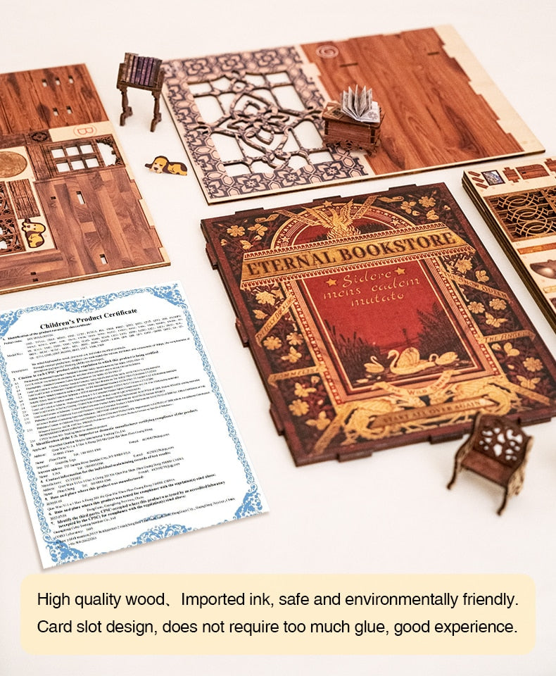 Miniature House Book Nook Kit with Touch Light Eternal Bookstore (Lisa's Library)