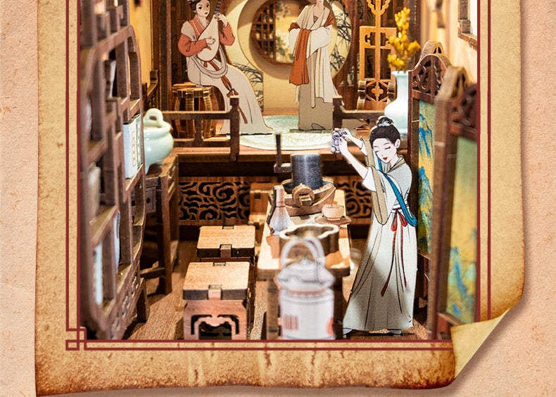 Miniature House Book Nook Kit with Touch Light Elegant Song (Ningguang's Jade Garden)