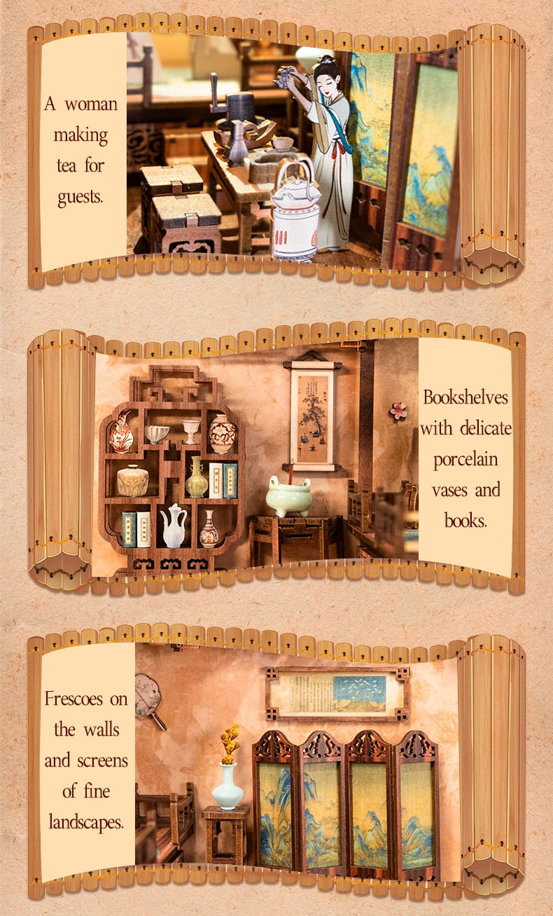 Miniature House Book Nook Kit with Touch Light Elegant Song (Ningguang's Jade Garden)