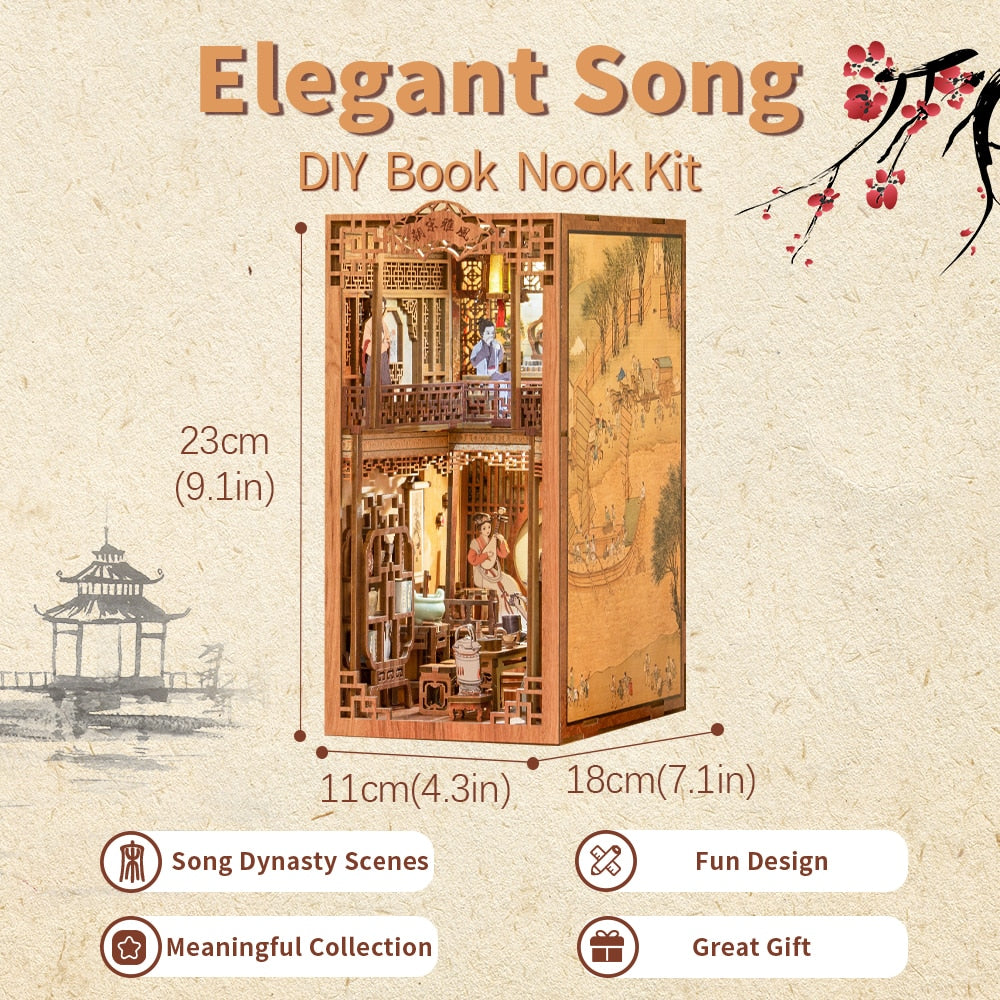 Miniature House Book Nook Kit with Touch Light Elegant Song (Ningguang's Jade Garden)
