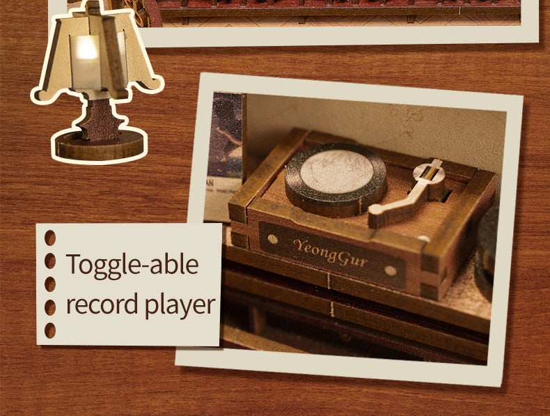 Miniature House Book Nook Kit with Touch Light Secret Rhythm