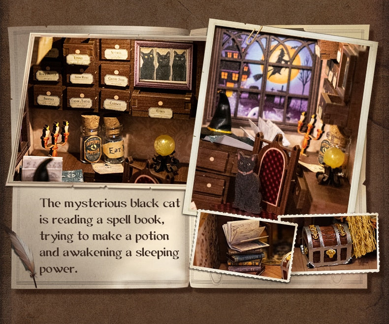 Miniature House Book Nook Kit with Touch Light Magic Pharmacist (Mona's Apartment)