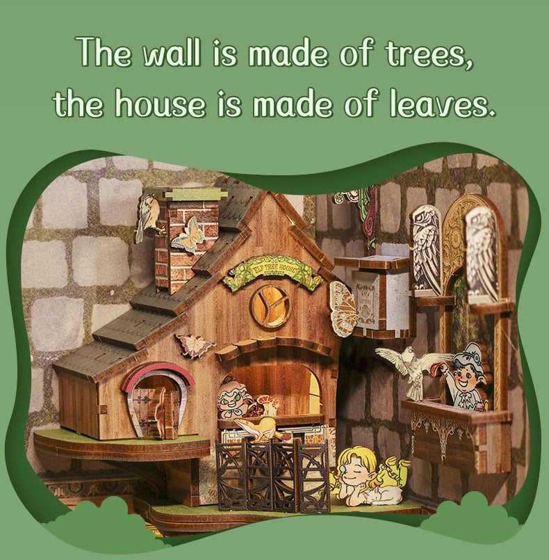 Miniature House Book Nook Kit with Touch Light Elven Paradise (Sumeru)