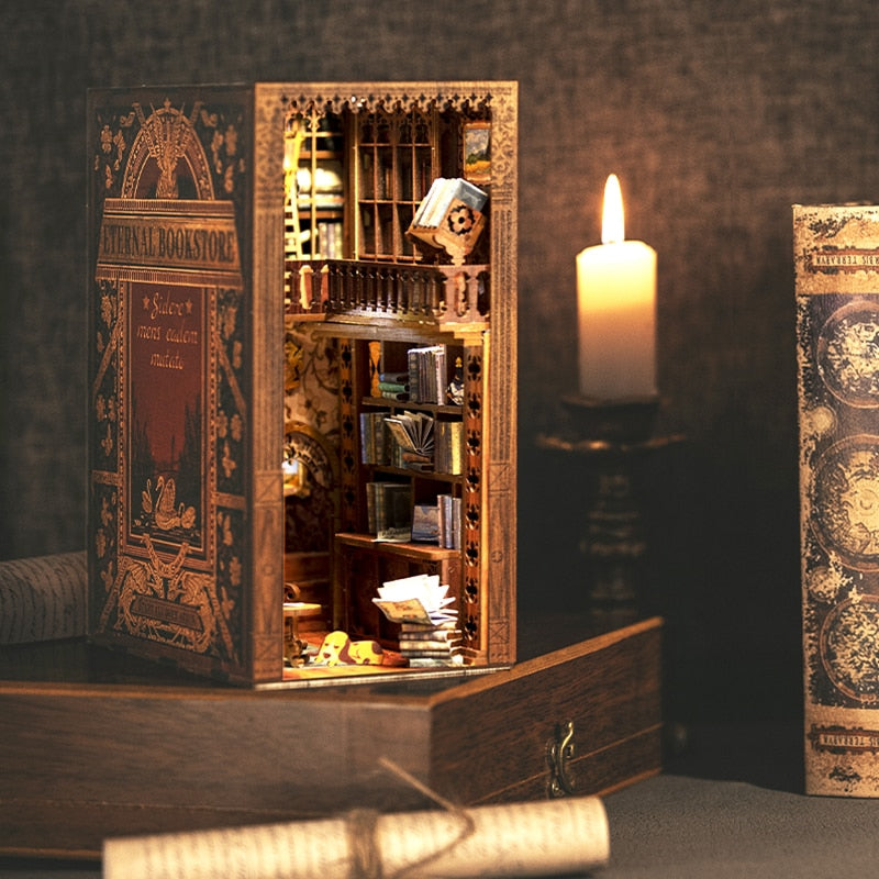 Miniature House Book Nook Kit with Touch Light Eternal Bookstore (Lisa's Library)
