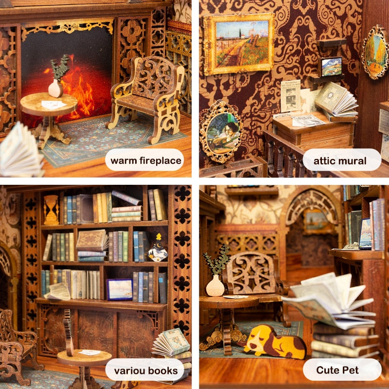 Miniature House Book Nook Kit with Touch Light Eternal Bookstore (Lisa's Library)