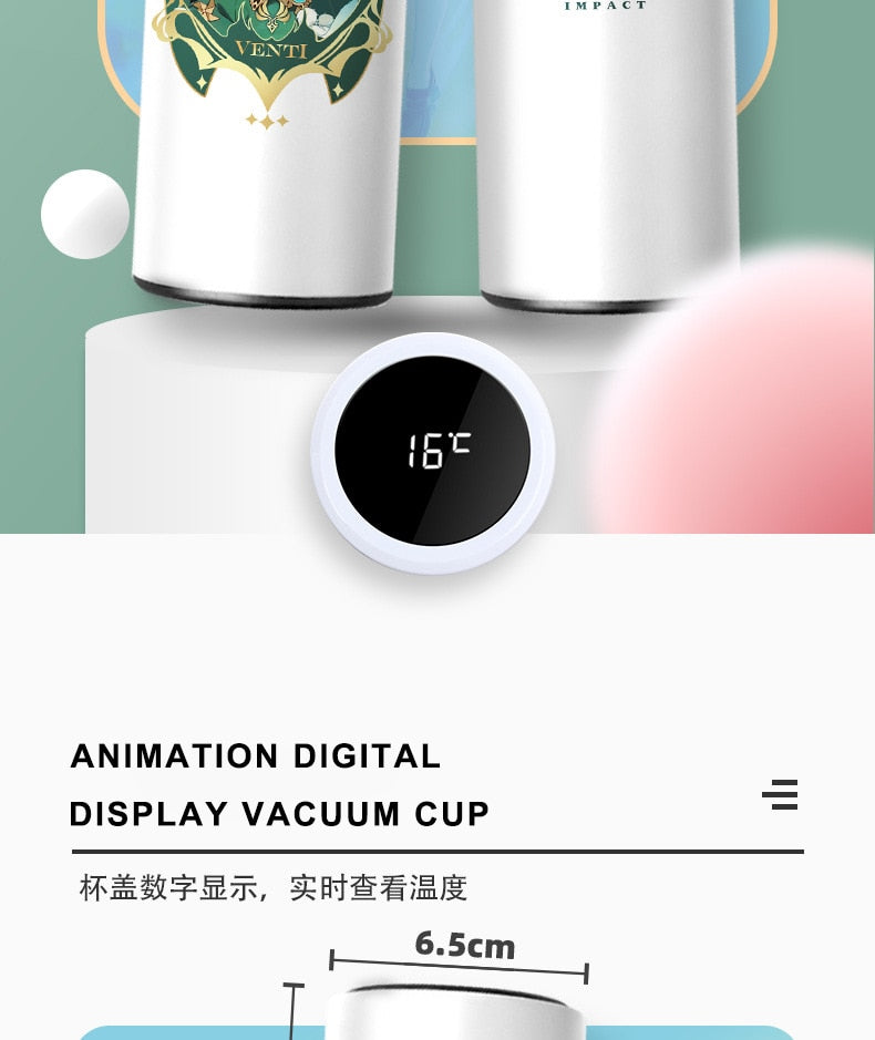 Stainless Steel Digital Display Thermal Tumbler Water Bottle (Kazuha)