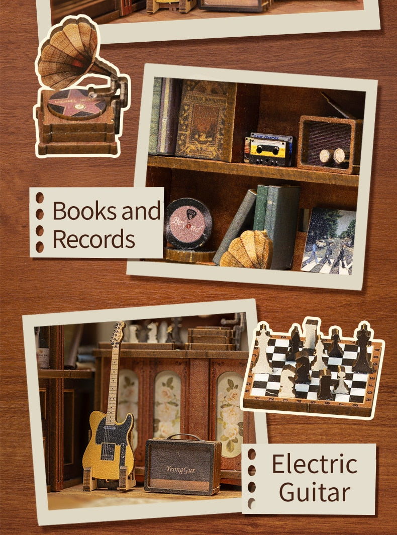 Miniature House Book Nook Kit with Touch Light Secret Rhythm