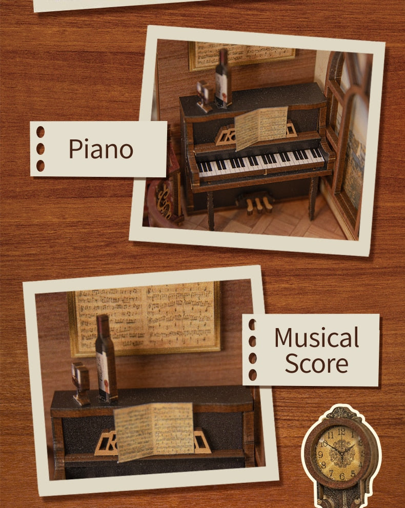 Miniature House Book Nook Kit with Touch Light Secret Rhythm