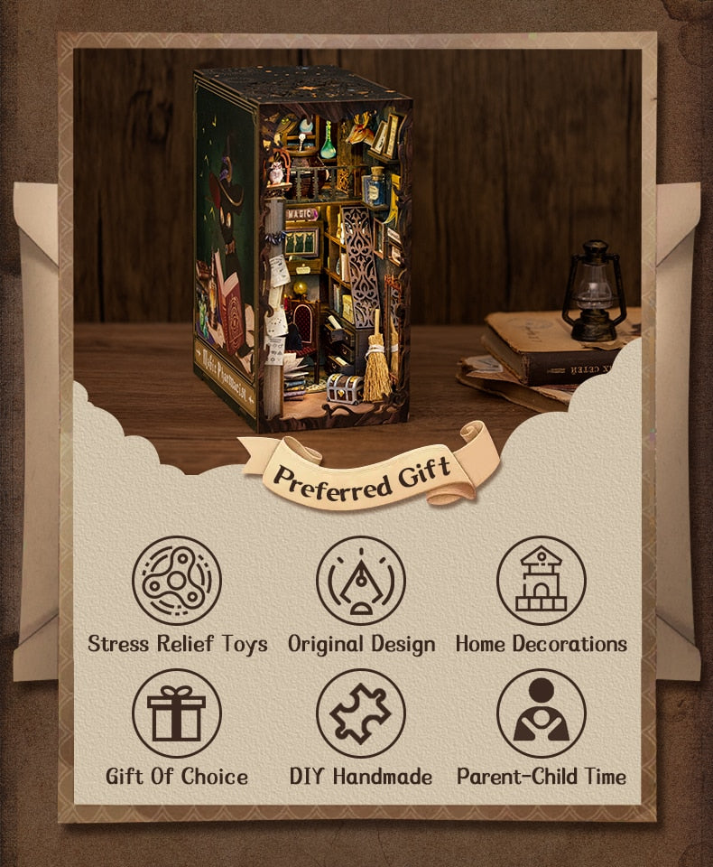 Miniature House Book Nook Kit with Touch Light Magic Pharmacist (Mona's Apartment)