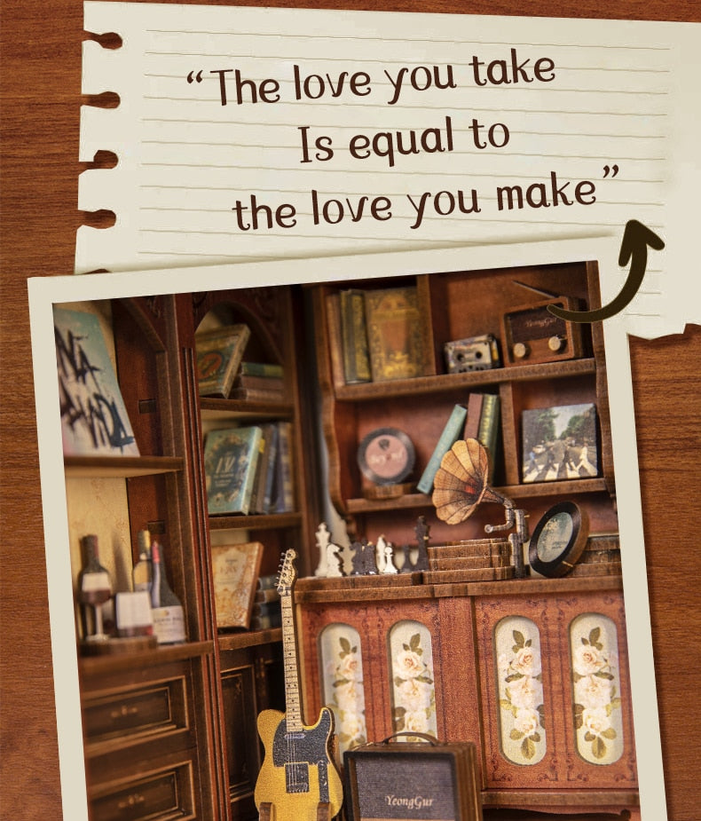 Miniature House Book Nook Kit with Touch Light Secret Rhythm