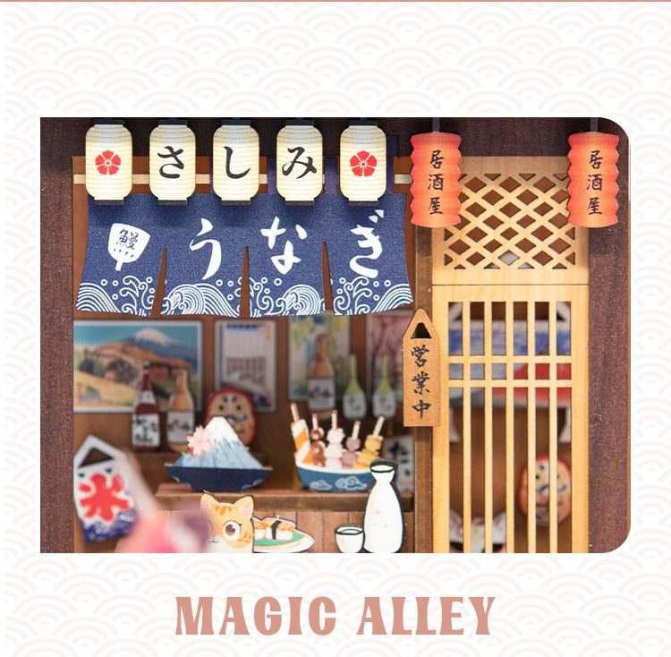 Miniature House Book Nook Kit with Touch Light Under the Sakura (Yoimiya's Summer Festival)