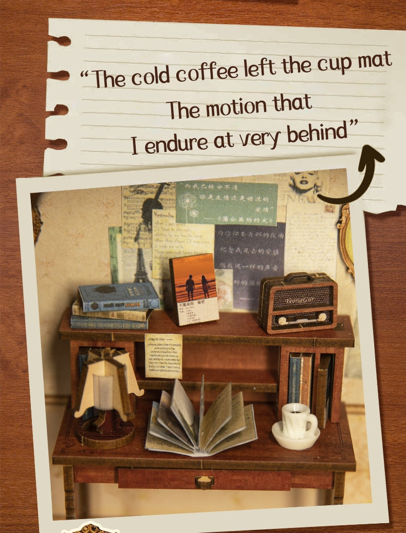 Miniature House Book Nook Kit with Touch Light Secret Rhythm