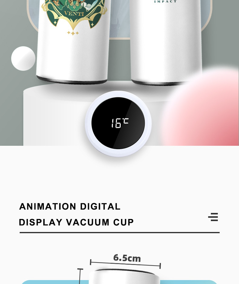 Stainless Steel Digital Display Thermal Tumbler Water Bottle (Ganyu)