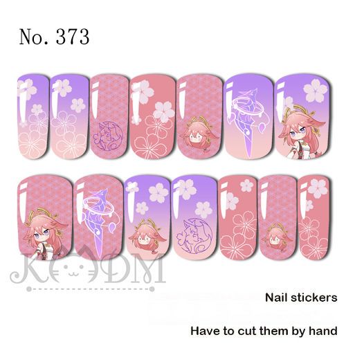 Genshin Impact Water Transfer Nail Decal  (Yae Miko)