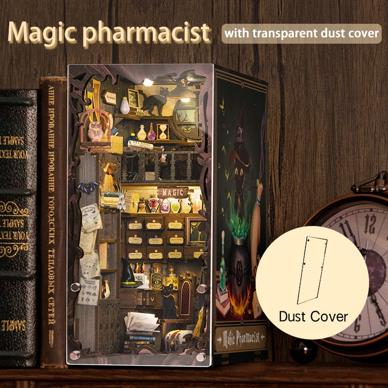 Miniature House Book Nook Kit with Touch Light Magic Pharmacist (Mona's Apartment)