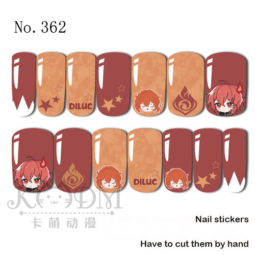 Genshin Impact Water Transfer Nail Decal  (Diluc)