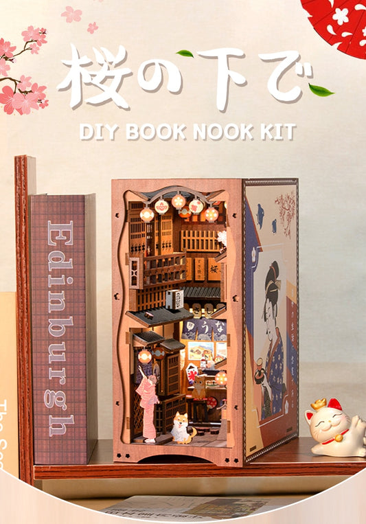 Miniature House Book Nook Kit with Touch Light Under the Sakura (Yoimiya's Summer Festival)