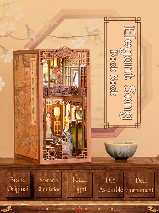 Miniature House Book Nook Kit with Touch Light Elegant Song (Ningguang's Jade Garden)